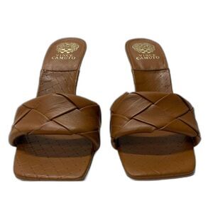 Like New Vince Camuto VC-Brelanie Women's Brown Leather Mule High Heels Size 10